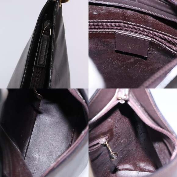 GUCCI Bamboo Shoulder Bag Leather Dark Brown Gold 001 001 - Picture 11 of 12